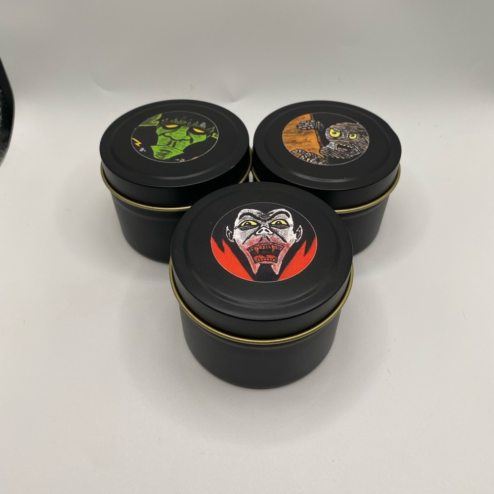 3 Handmade Small Candles. Sci-fi And Fantsy. Horror. Dracula And Frankenstein.